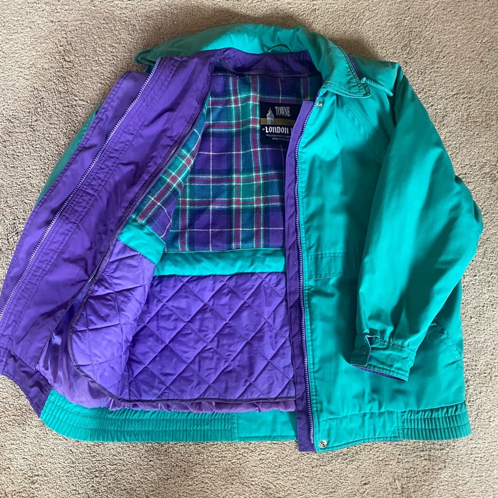Vintage purple and turquoise London Fog jacket